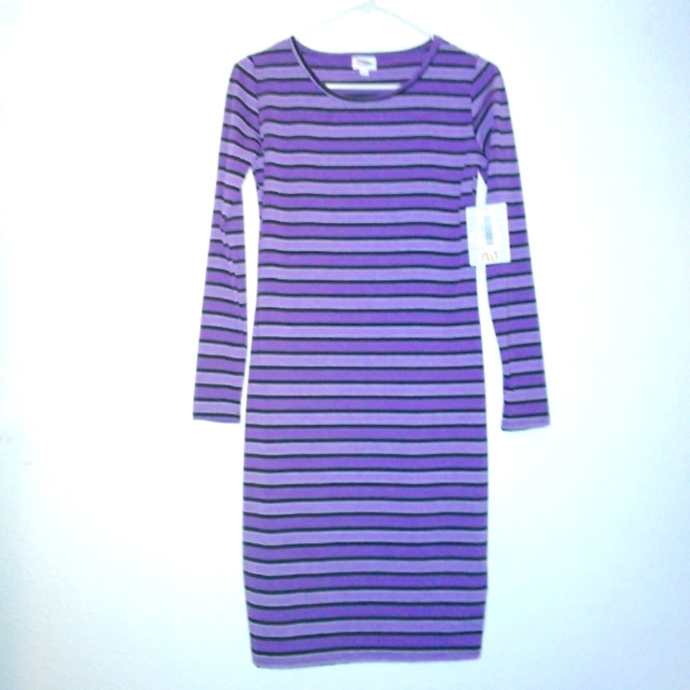 LuLaRoe Debbie Striped Long Sleeve Midi Dress